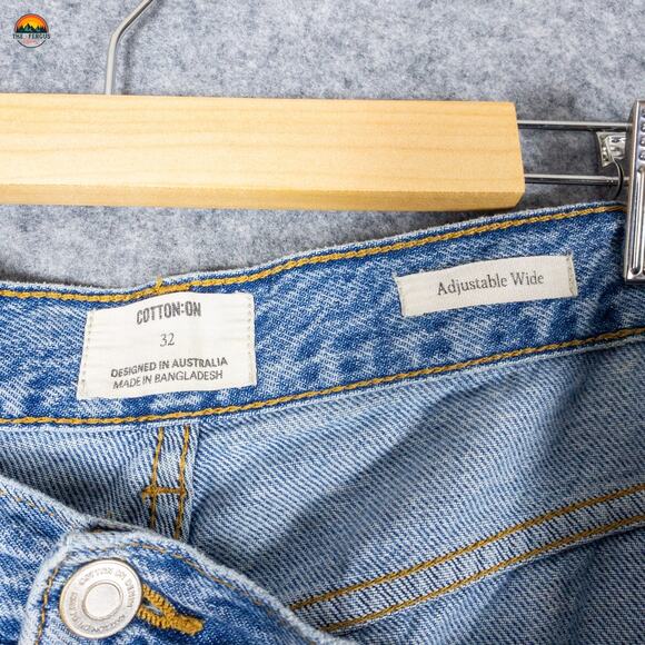 Cotton-On Wide Leg Jeans Blue Denim Adjustable Medium Wash Preppy Women's Sz 32 - Picture 8 of 12